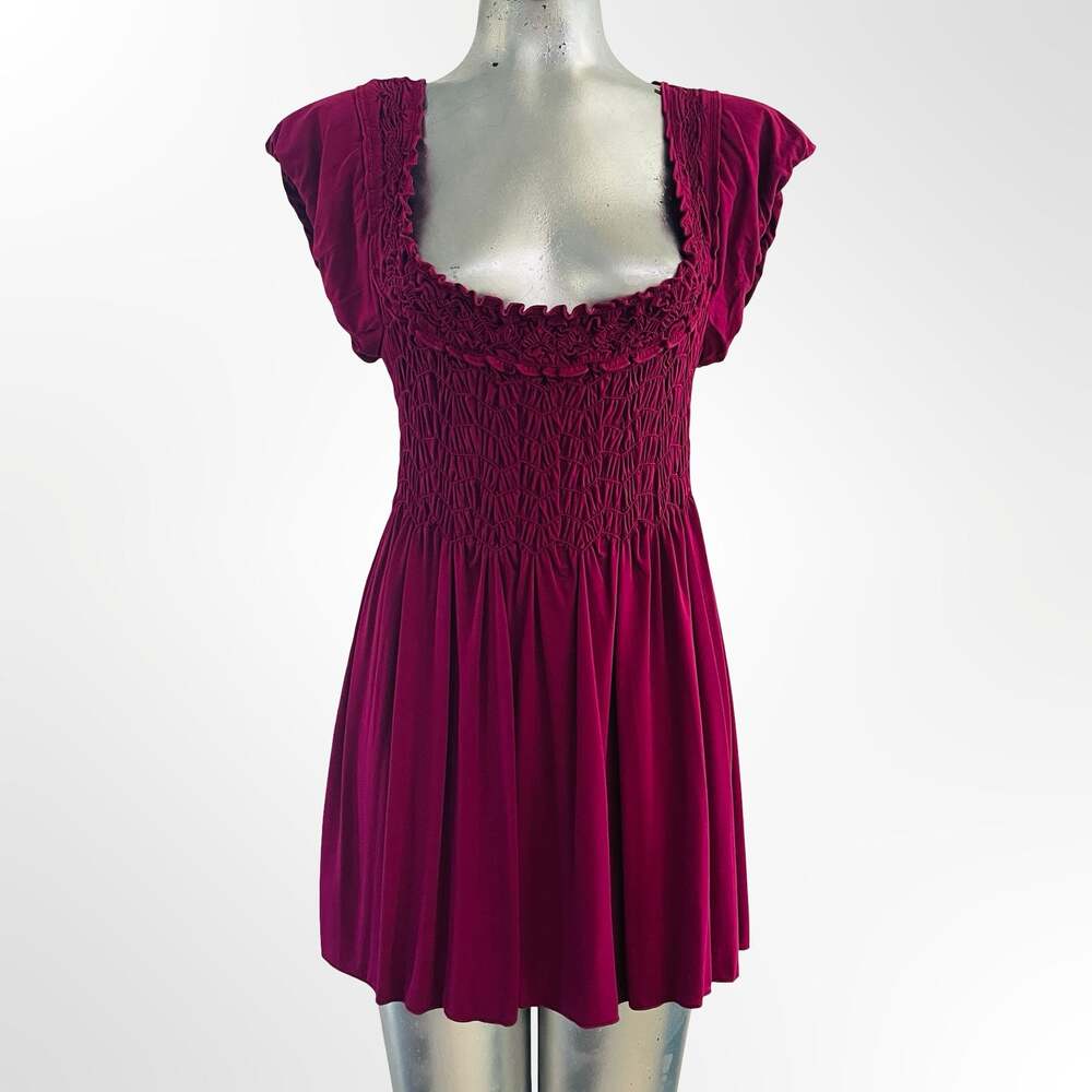 Max Studio Specialty Products Fuchsia Smocked Mini Dress Size L